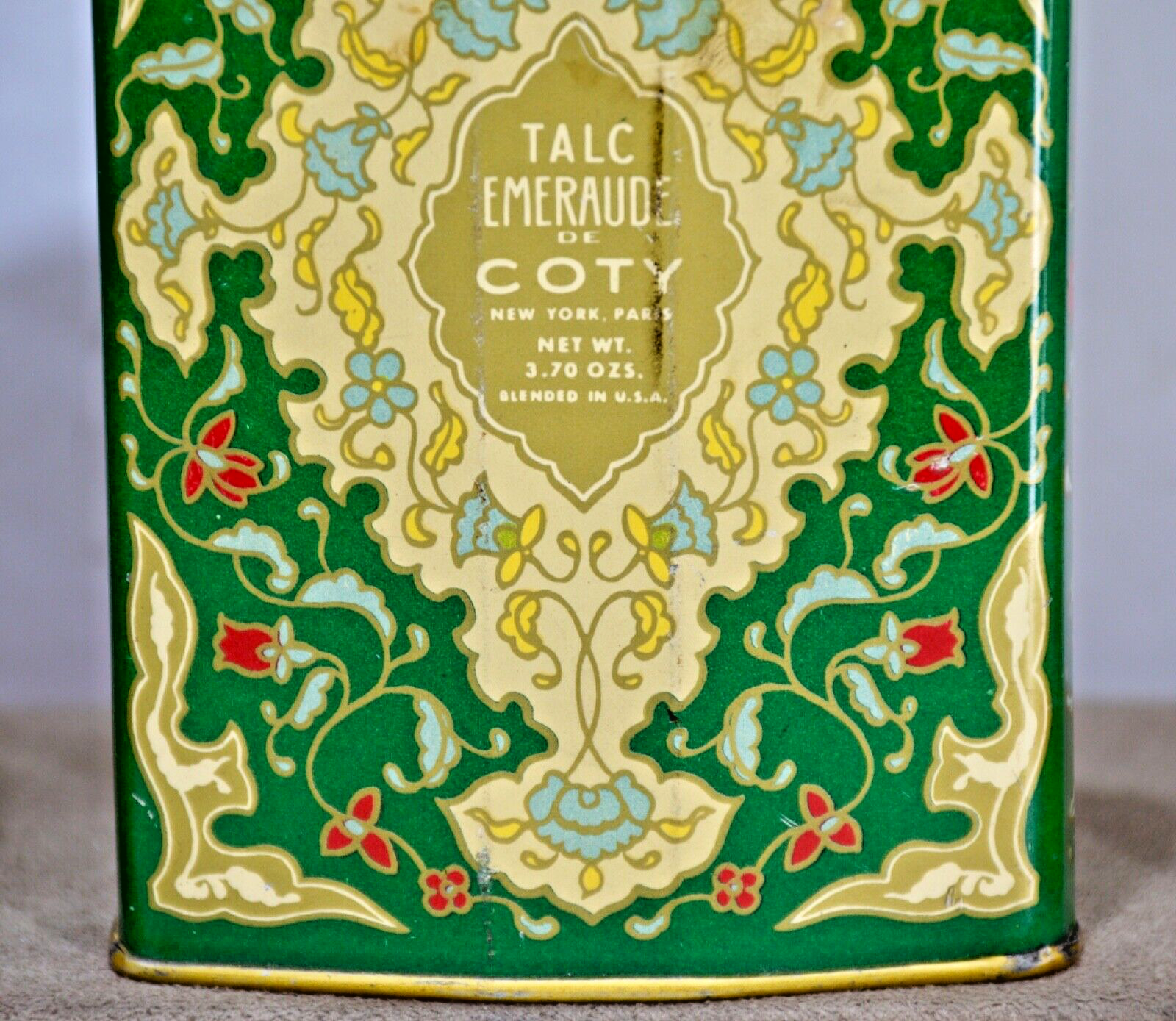 Vintage Advertising Perfume Talcum Powder Tin Emeraude Coty, Egyptian + Lot of 4