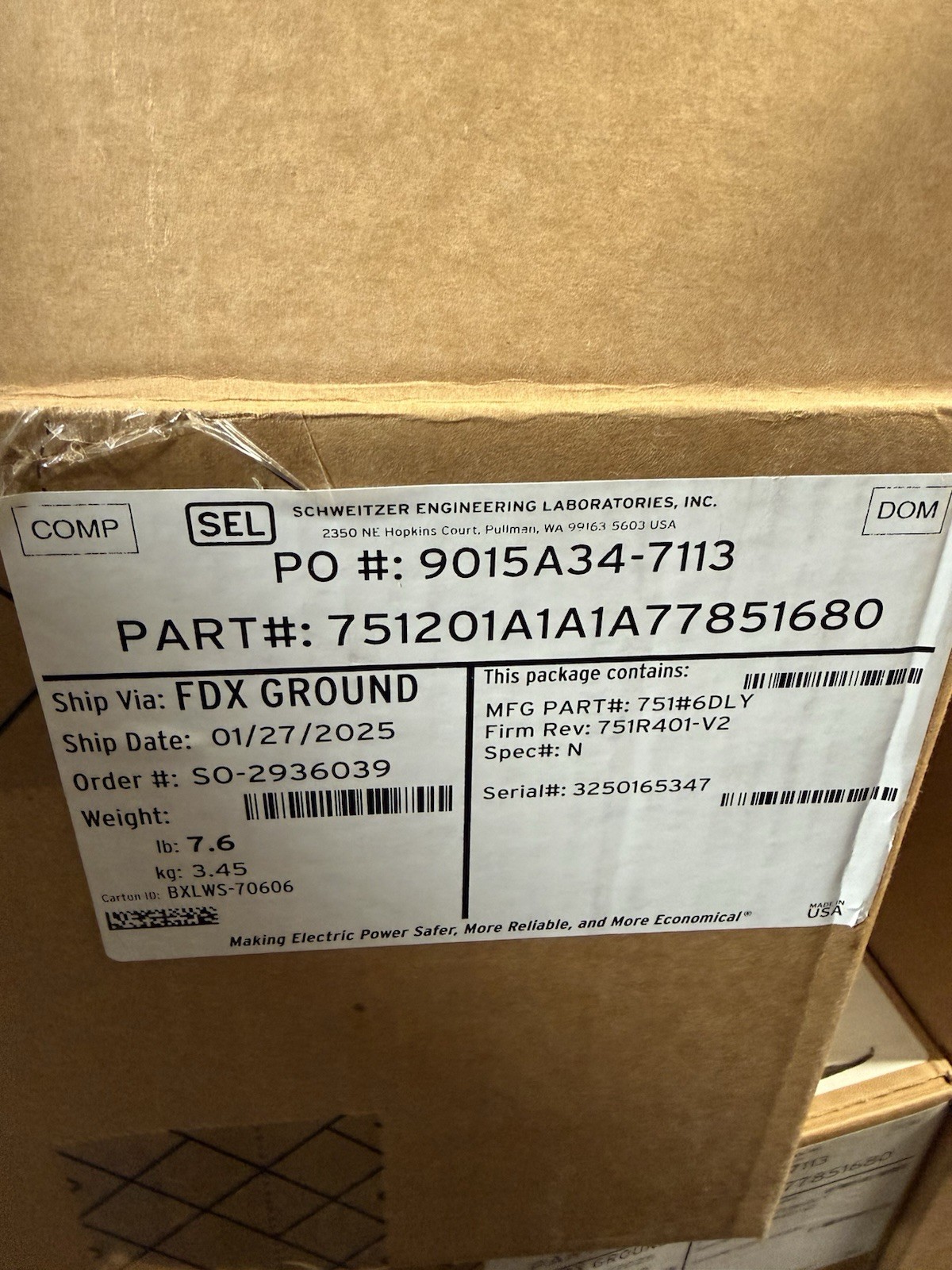 Schweitzer Engineering SEL-751 Feeder Protection 751201A1A1A77851680 New Open Bx