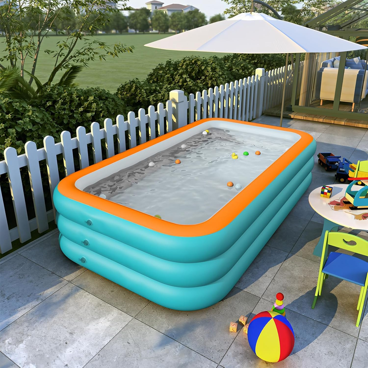 Family Inflatable Swimming Pool for Kids Adults Thickened Large 102" x 63" x 22"