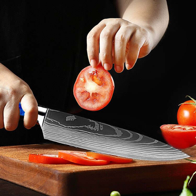 Japanese Damascus Pattern Chef Knives Stainless Steel Cleaver Kitchen Knife Set