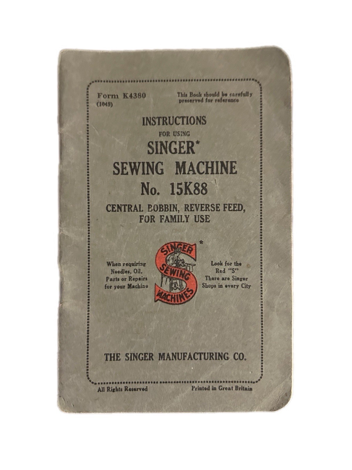 Vintage Singer Sewing Machine No. 15K88 Central Bobbin Reverse Feed Owners