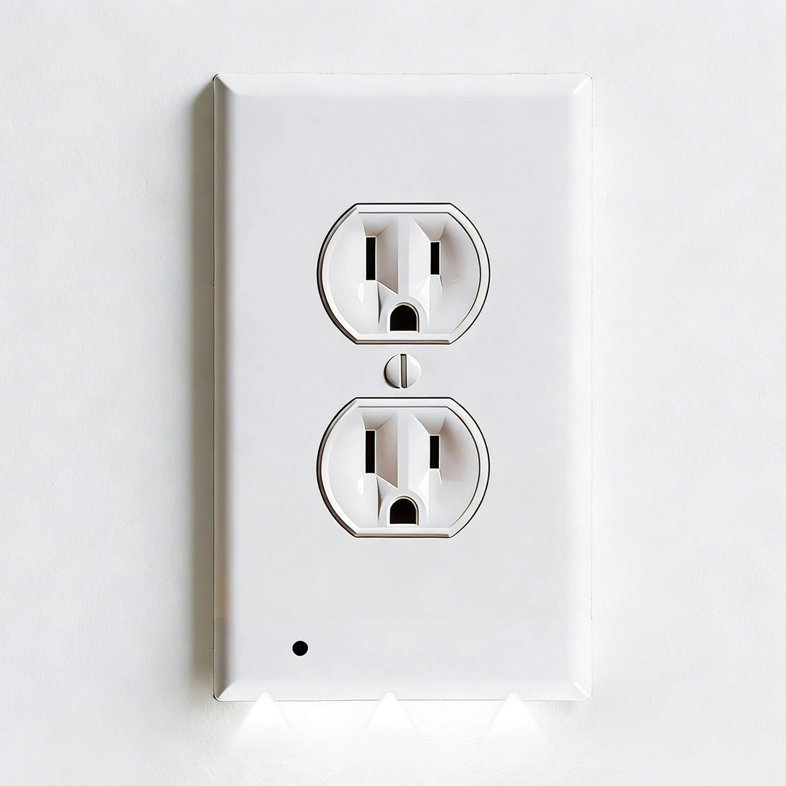 6 Pack Outlet Cover Built-In LED Night Light Wall Plate Round Receptacle