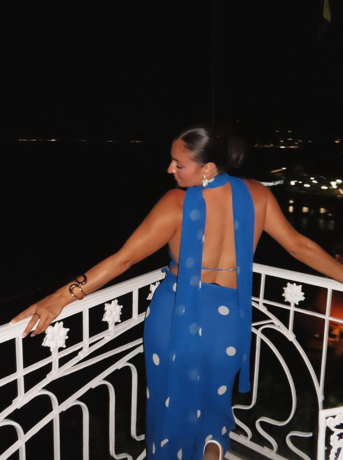 ZARA NEW FW25 PRINTED POLKA DOT MIDI DRESS Blue / White 8410/430_M,L