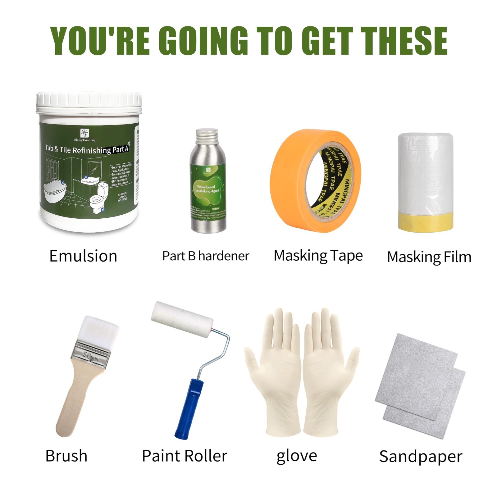 Ceramic Tub & Tile Refinishing Kit (White) 32Oz, Waterproof Low Odor for Bathtub