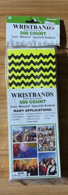 Event wristbands - All Number Sequenced, Choose theme, color & +
