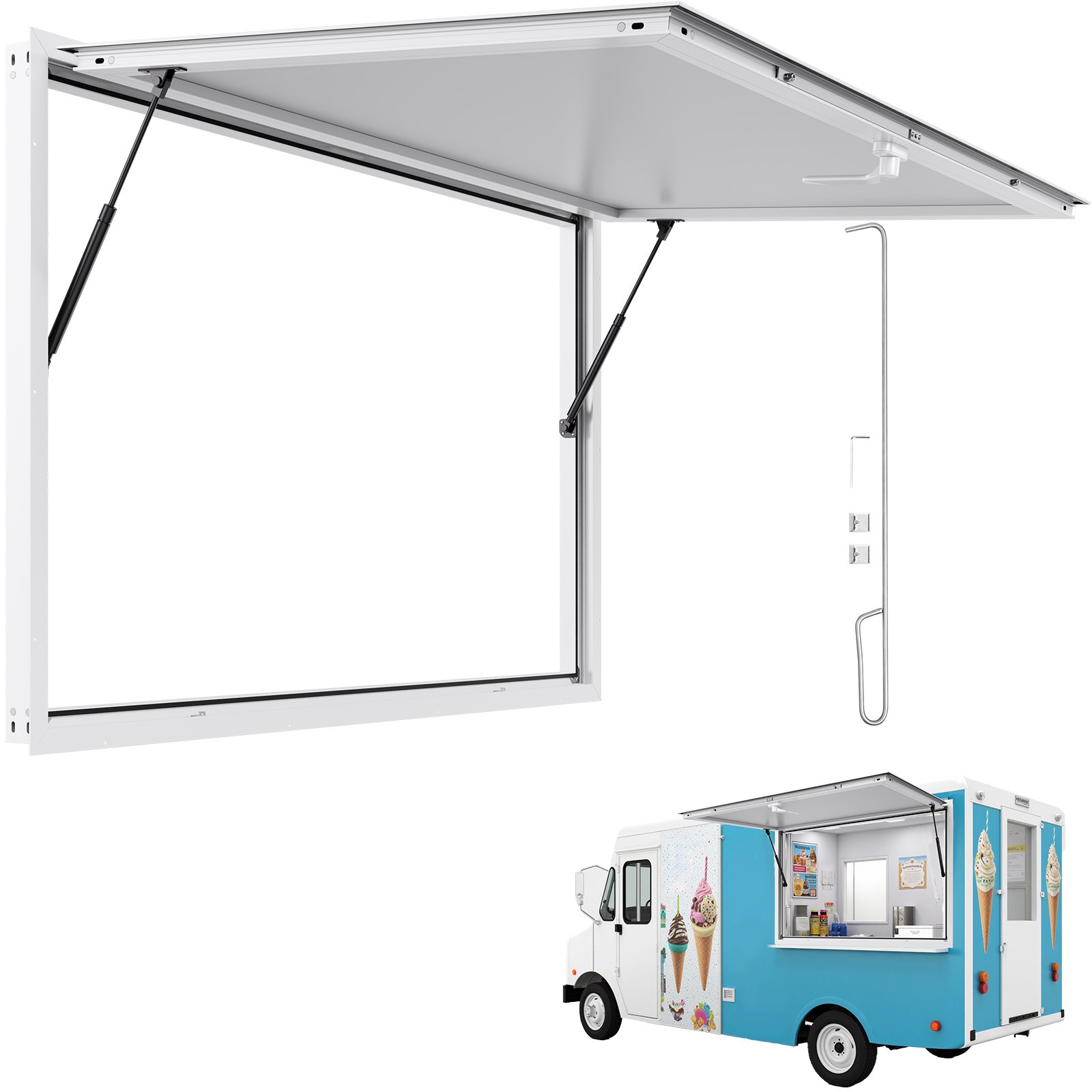VEVOR 60x36in Concession Stand Serving Window Food Truck Service Awning Aluminum