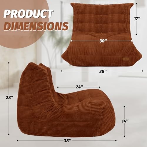 Bean Bag Chair,Giant Beanbag Chairs for Adults,Comfy Single Brown Corduroy