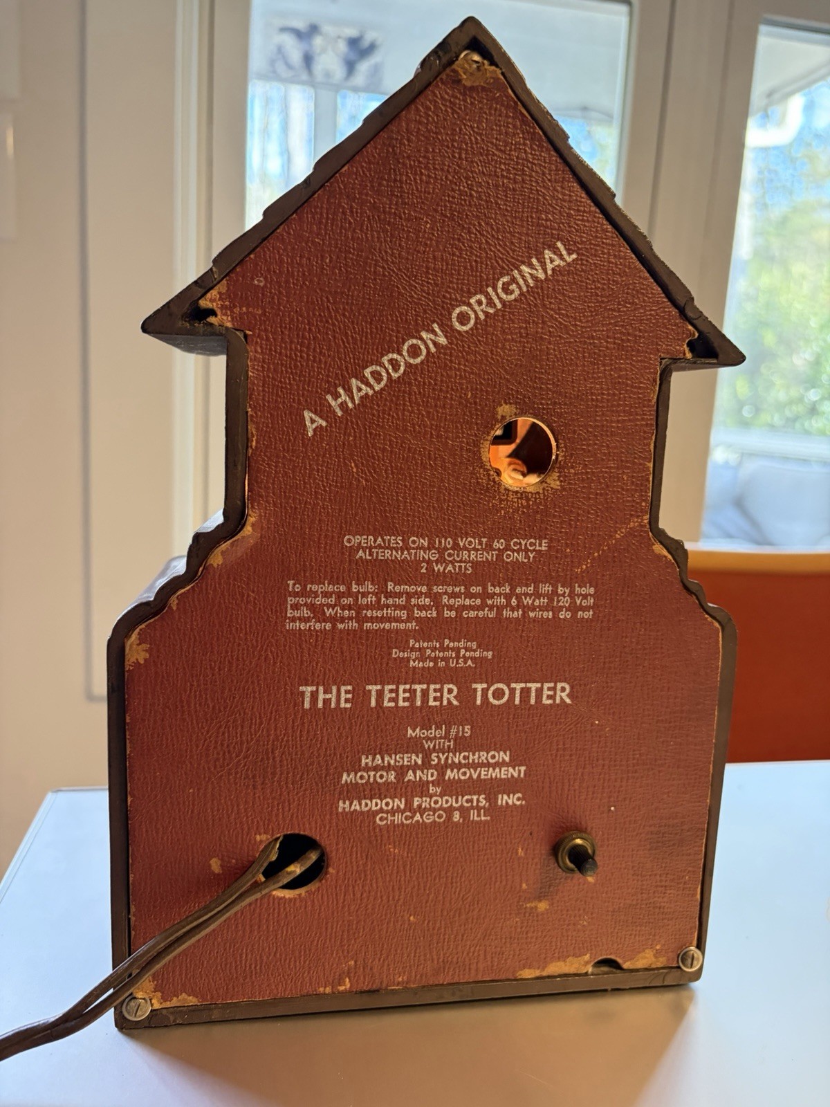 Vintage Haddon Model 15 "The Teeter Totter" Animated Motion Lighted Clock Works