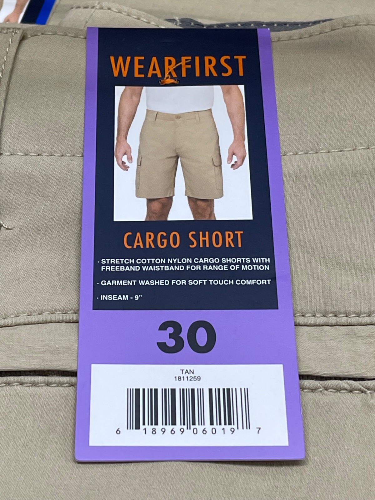WearFirst Men’s TAN Classic Fit Stretch Waist Cargo Shorts NWT Choose Your Size