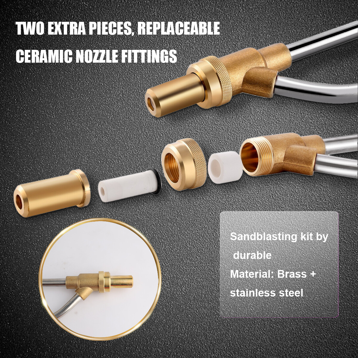 Pressure Washer Sandblasting Kit, Wet Sandblaster Attachment, 5000 PSI, 1/4 Inch