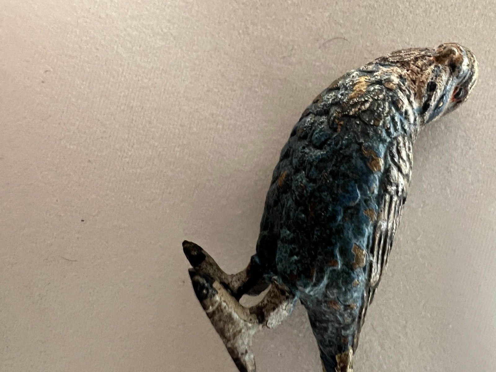 Small Austrian Vienna Cold Painted Bronze Figure of Blue Parakeet Bird