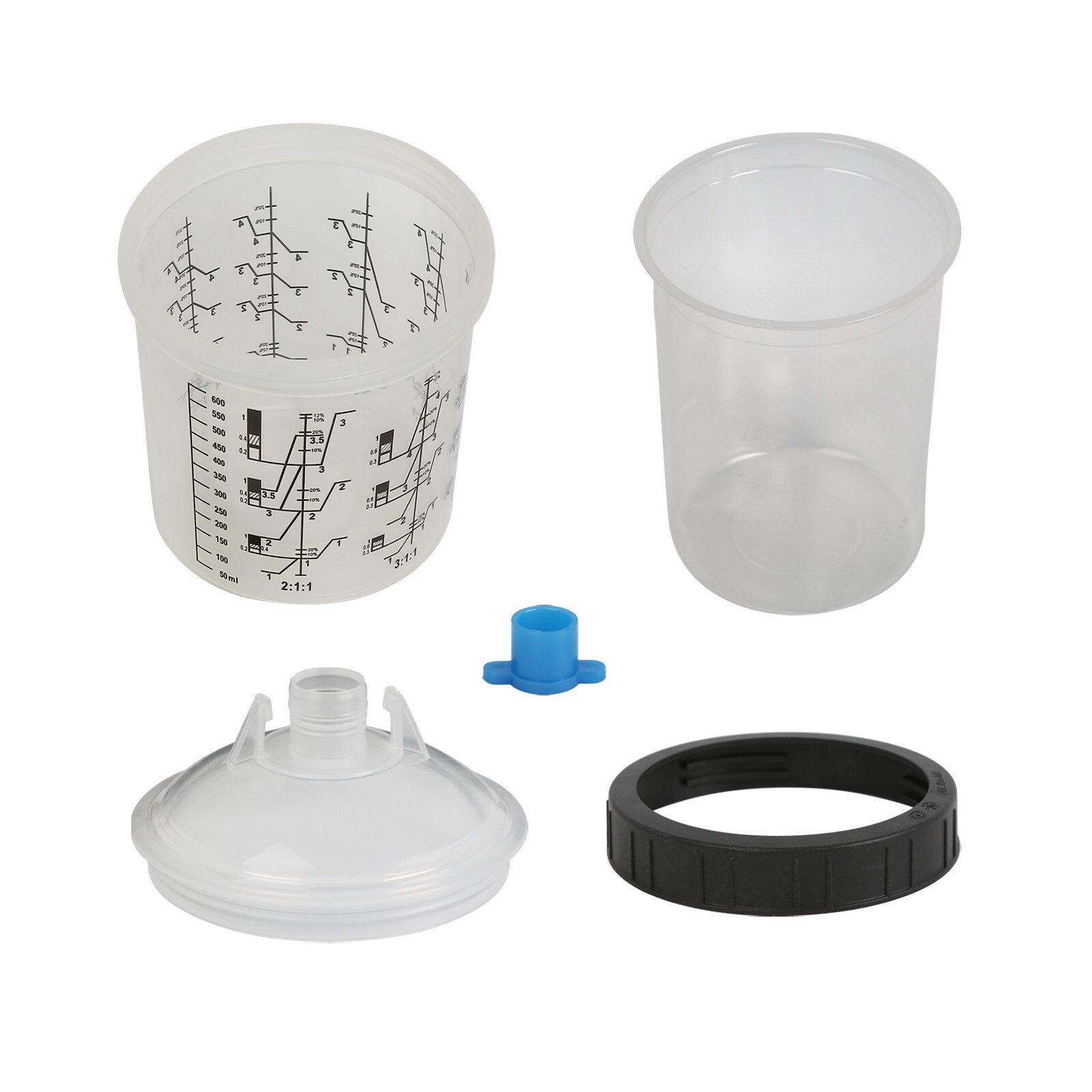 50 Pack 20 Ounce Disposable Paint Spray Gun Cup Kit w/ Cup Liners &Sealing Plugs