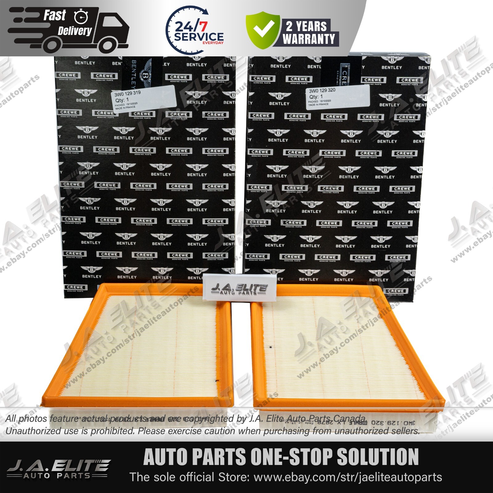 Genuine Air Filter Set for Bentley Continental GT GTC, Flying Spur 4.0L