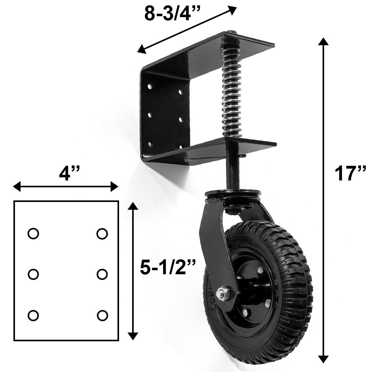 Stark Heavy-Duty Gate Wheel Steel Spring Loaded Hardware Fence Swivel Caster