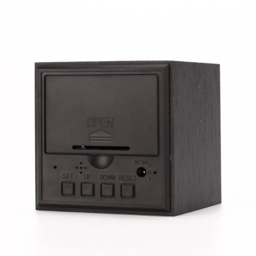 New Modern Wooden Wood Digital LED Desk Alarm Clock Thermometer Timer Calendar