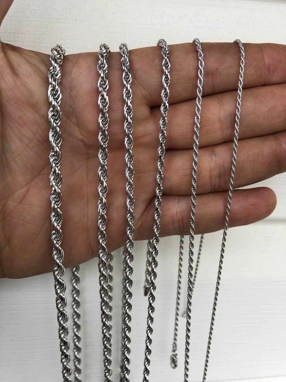 Men's Women's Real Solid 925 Sterling Silver Rope Chain 1.5-5mm 16"-30" ITALY