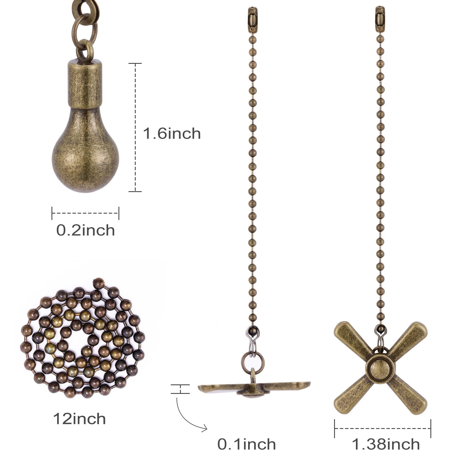 Kelduemi Ceiling Fan Pull Chain Ornaments, 13.6 Inches Fan Pulls Extension