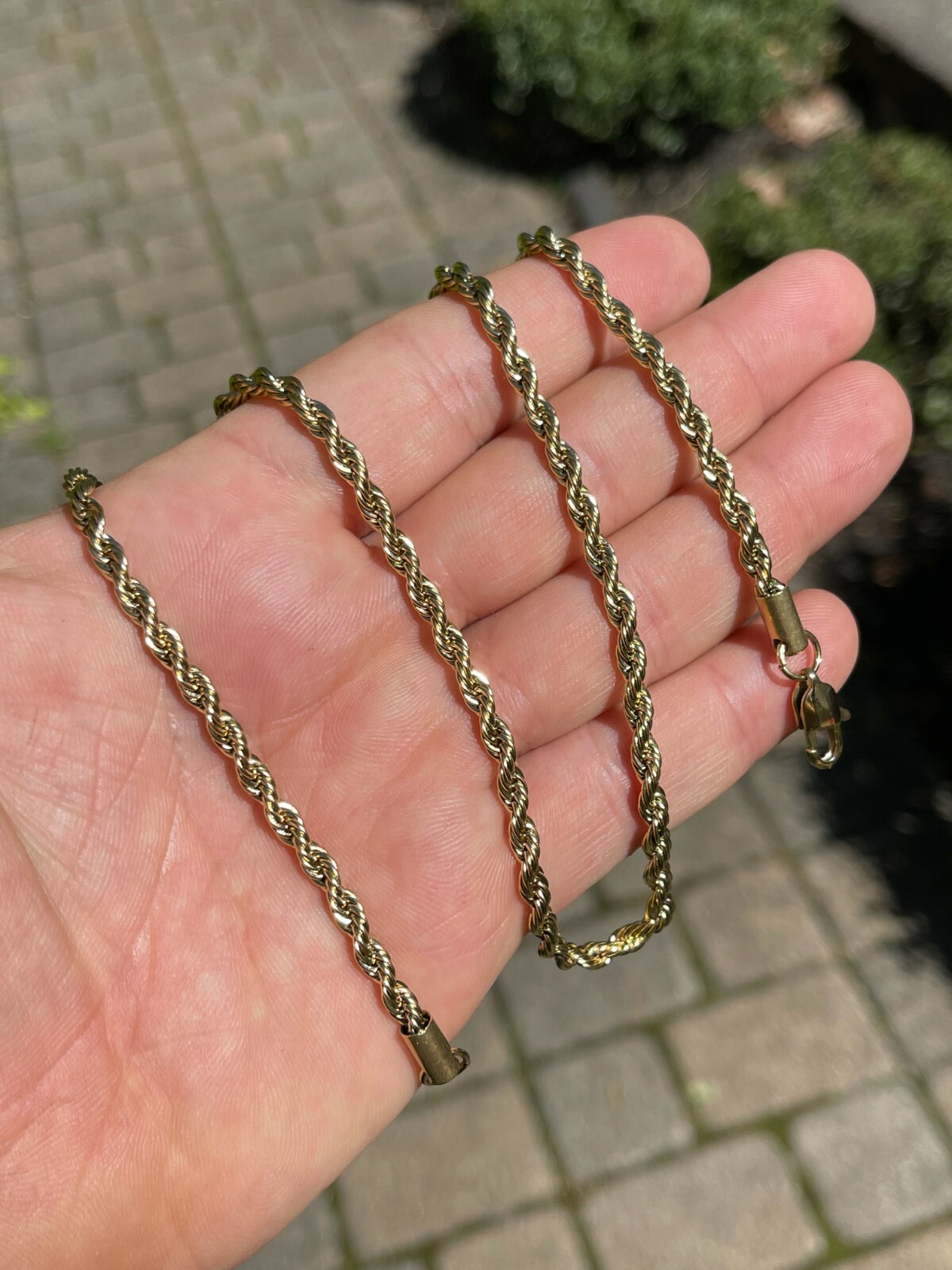 Men's Real Rope Chain Necklace 14k Gold Plated Stainless Steel - 2mm-6mm 18-30"