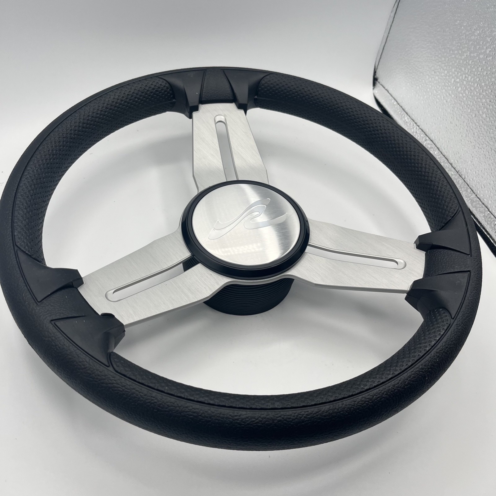 Model 15 Marine Steering Wheel Brush Alum Spokes | Sea Ray Boats Logo | KEYED