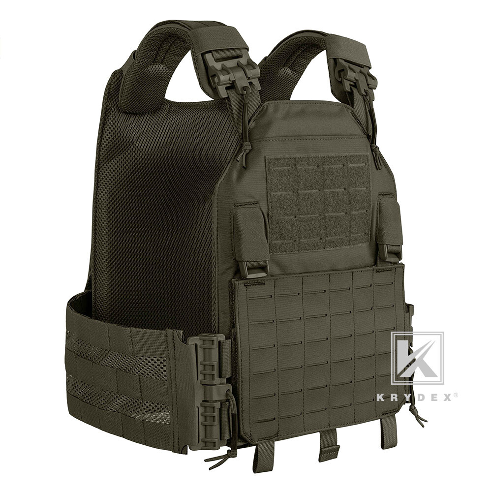 KRYDEX Plate Carrier Tactical Vest Quick Release & Laser Cut MOLLE Panel w/ Clip