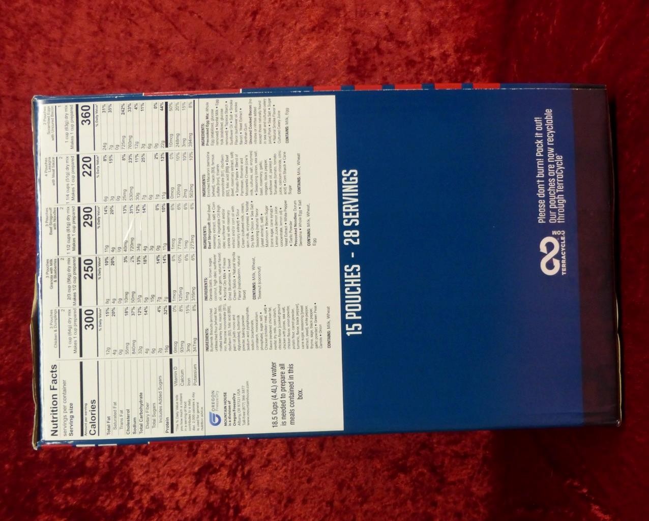 Mountain House Freeze Dried food, Emergency Meals 28 Servings Box, MREs EXP 2054