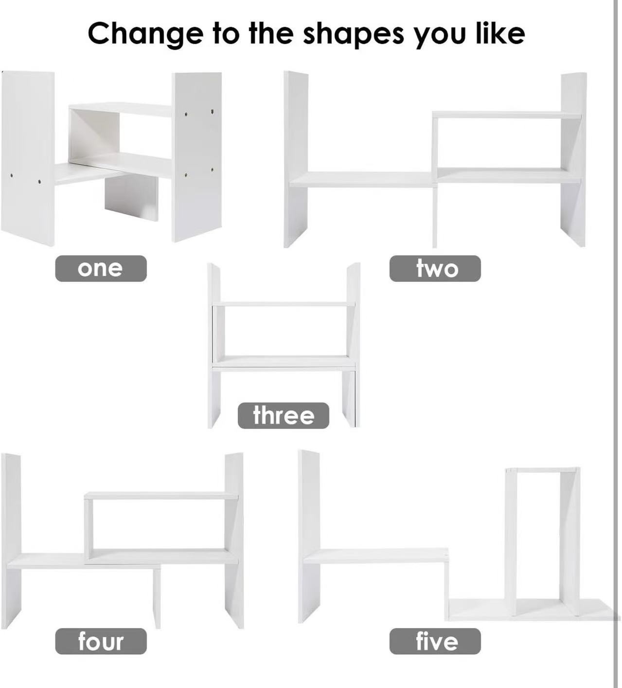 Desk Shelf, Adjustable Desktop Storage Organizer, Wood Display Shelf Rack, Offic