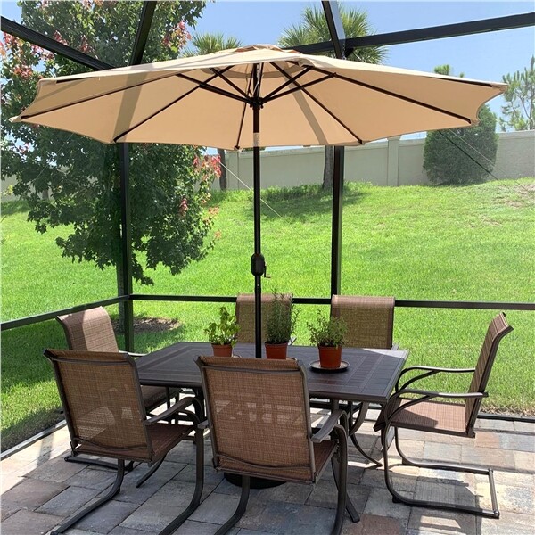 7.5/9/10/11FT Patio Umbrella Market Table Umbrella Outdoor w/Push Button Tilt