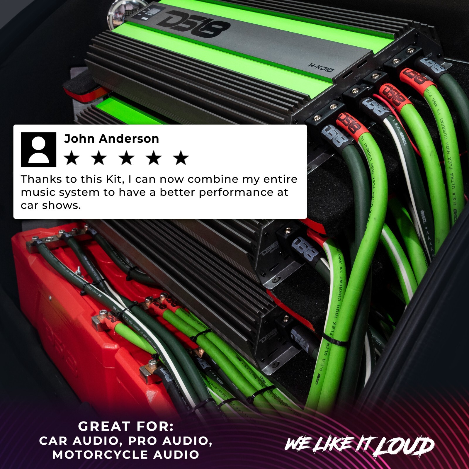 DS18 AKIT4.RD 4-GA Amplifier Installation Kit - Up to 1680 Watts RMS