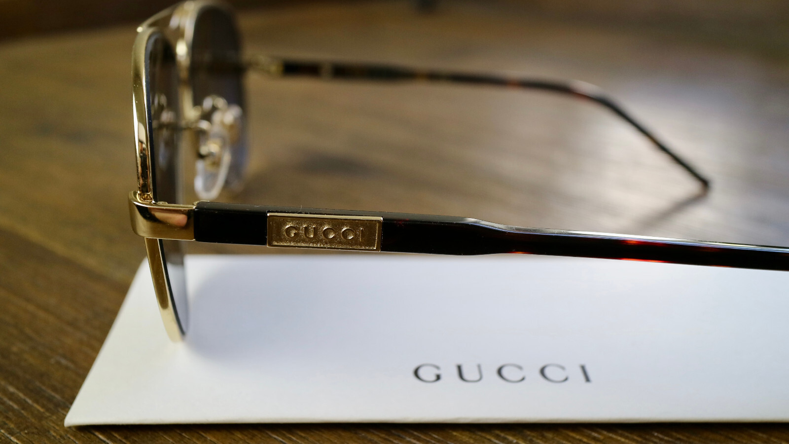 Gucci GG1163S 001 Aviator Sunglasses in Gold/Dark Havana and Gray Lens