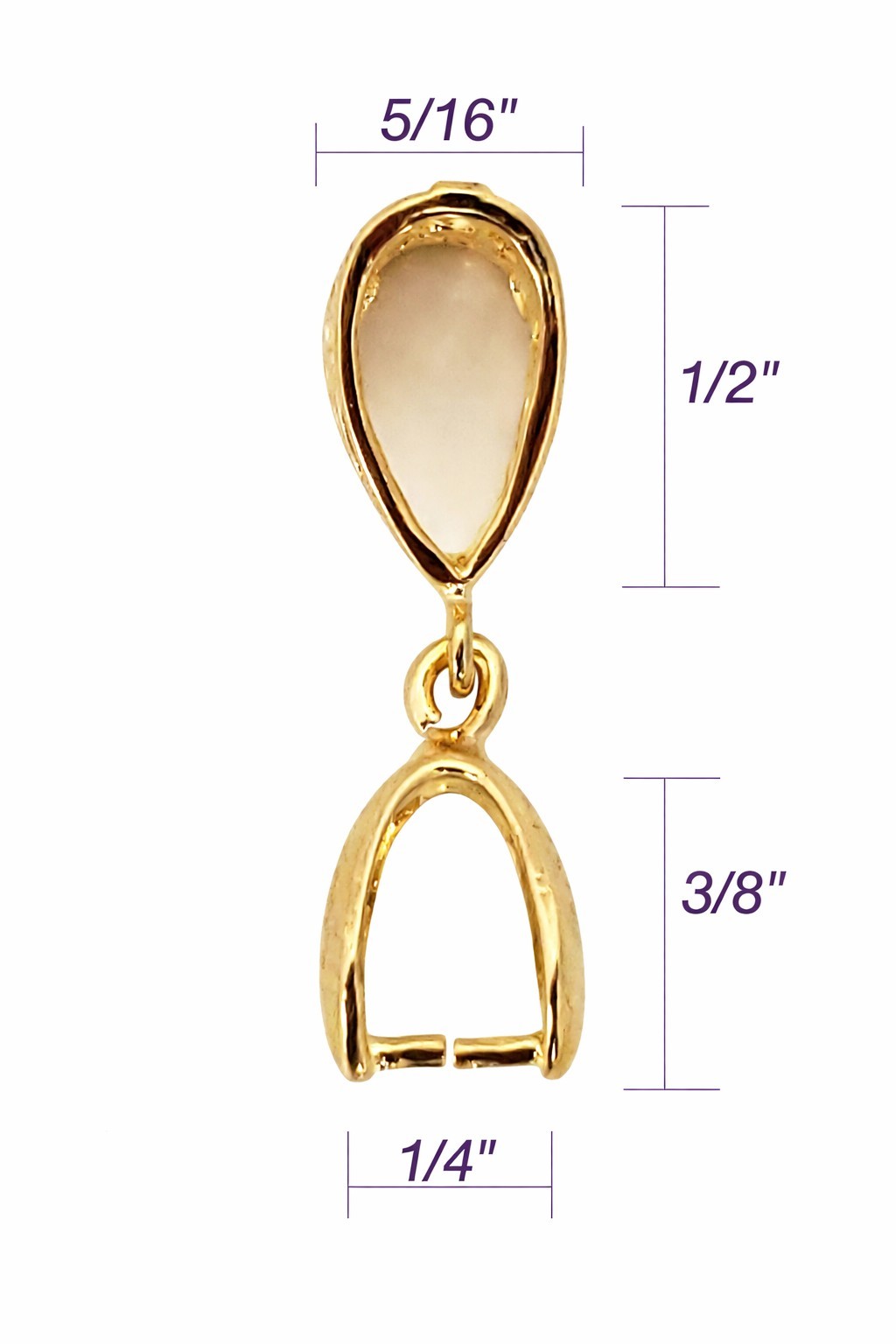 Gold Colored (Qty 5-15) Large Elegant Pinch Bails- (12-G)