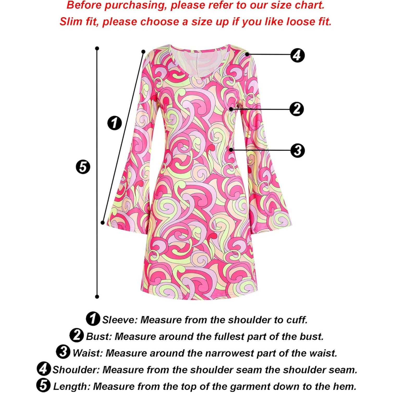 XXL Size 60s 70s Disco Outfit Hippie Costume Women, 1970 Style Clothes Dress