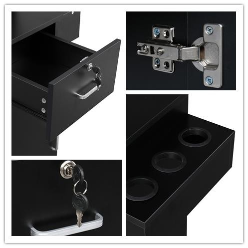 Hairdresser Beauty Salon Hair Styling Barber Station Wall Mount Cabinet Black