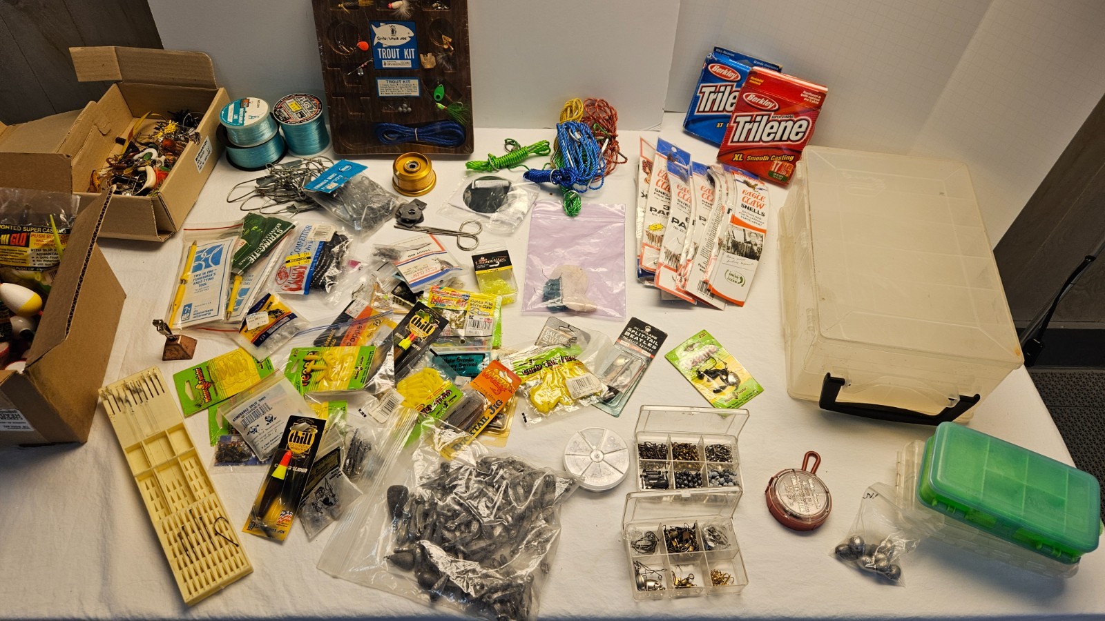 New/Used Large Lot Fishing Accessories Lures, Lines, Bobbers, Weights, Hooks