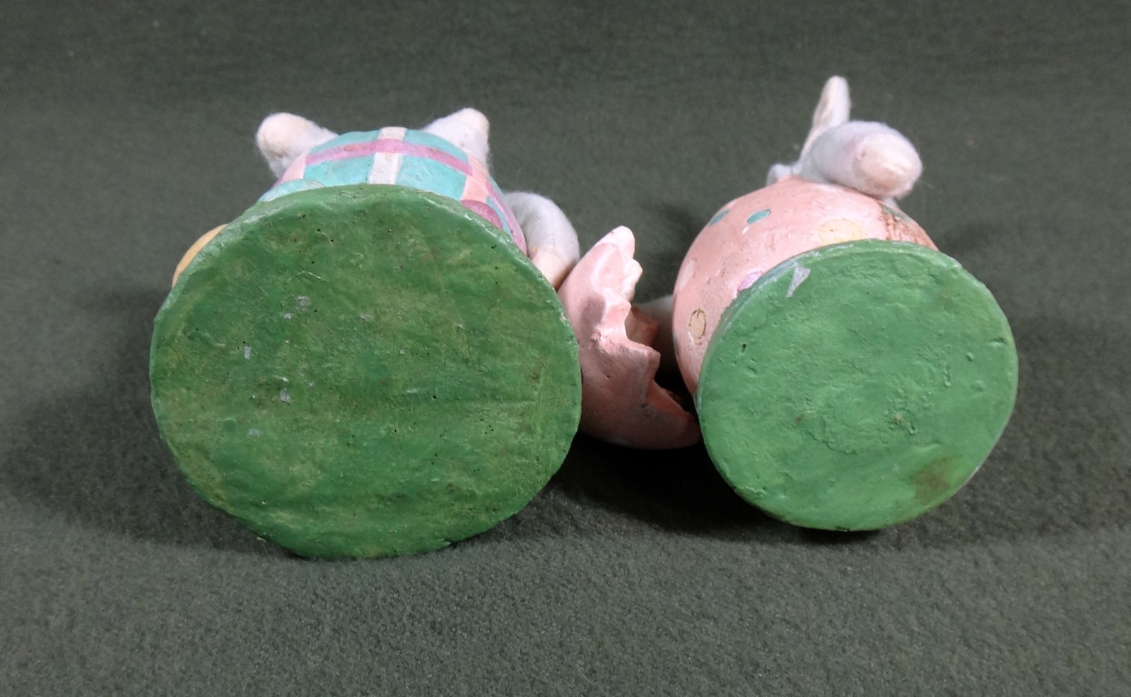 TWO vintage whimsical Spring EASTER BUNNY BABY doll RABBIT figures
