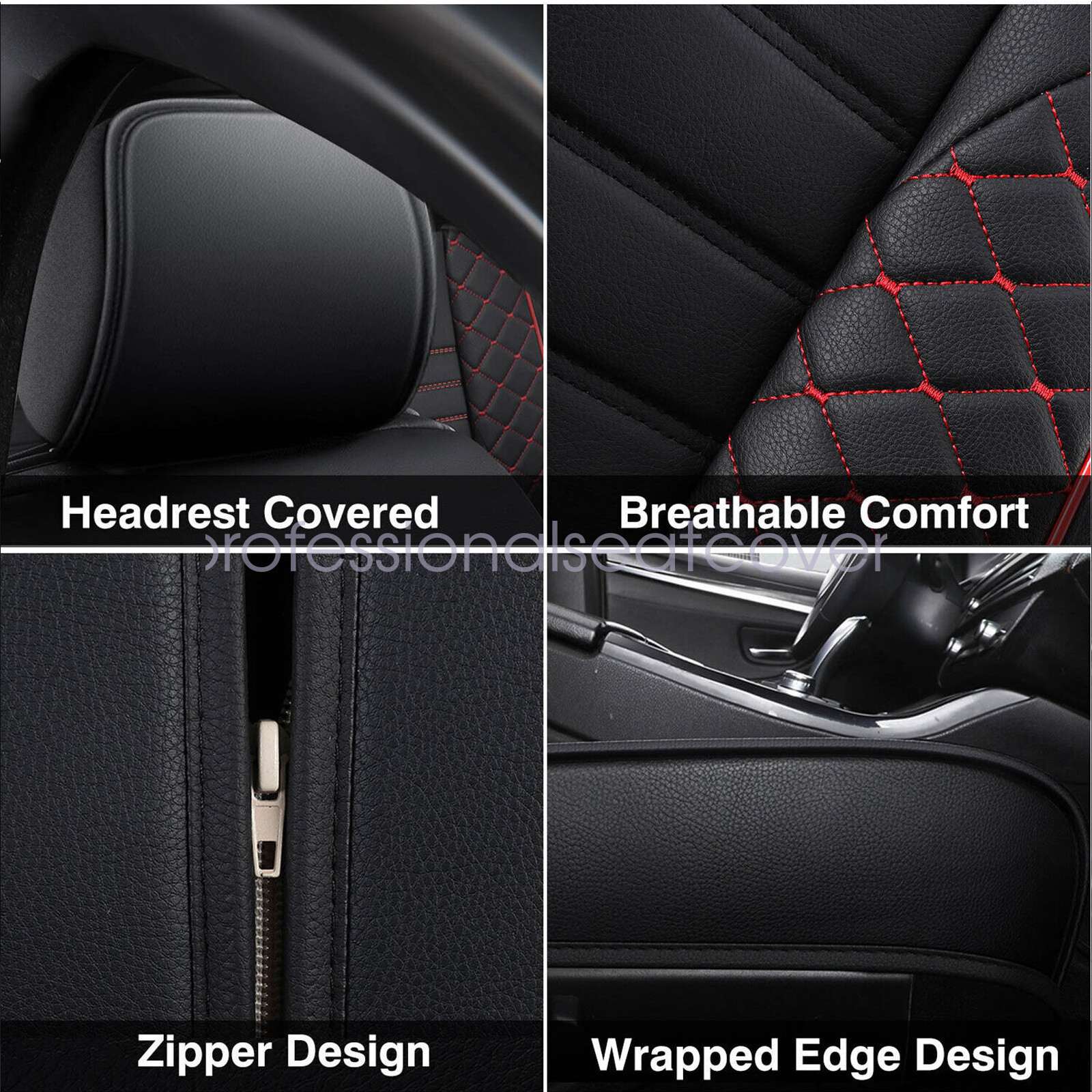 For 2007-2023 Jeep Wrangler Leather Seat Covers Protector 5-Sits Full Set