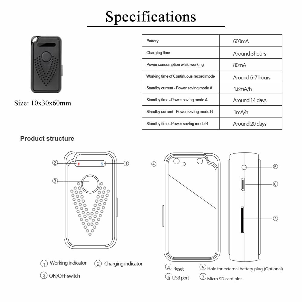 WiFi Voice Recorder Wireless Audio Recording Real Time Wifi Voice Recorder TC15