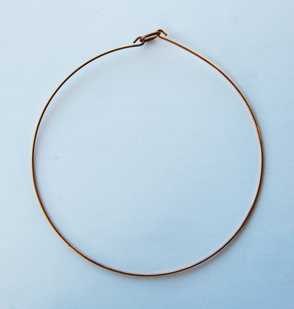 VINTAGE RAW NATURAL BRASS NECK WIRE CHOKER NECKLACE  THIN  16 gauge WIRE