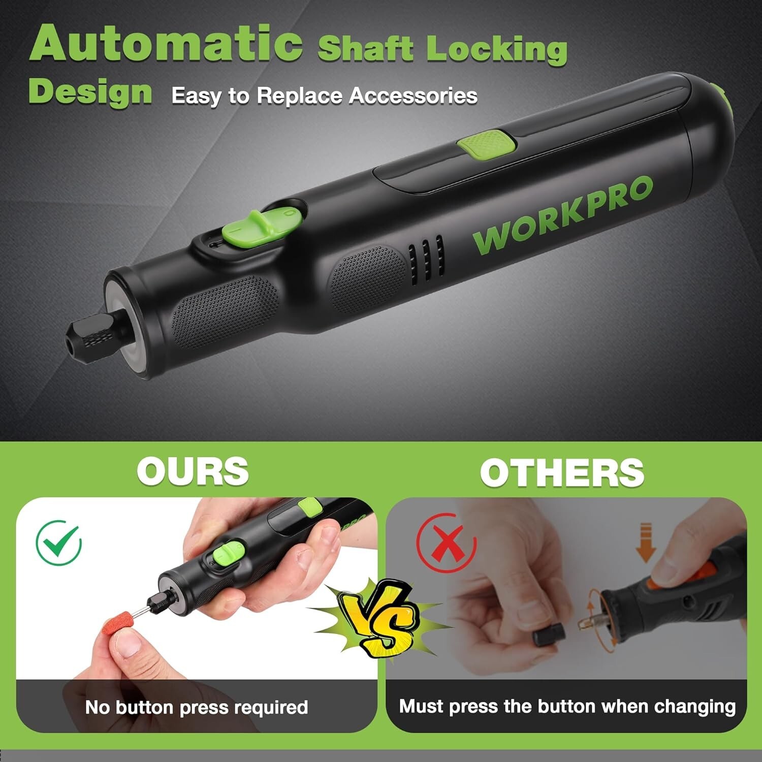 WORKPRO 7.2V Cordless Rotary Tool 6 Variable Speed w/117 Accessories Black