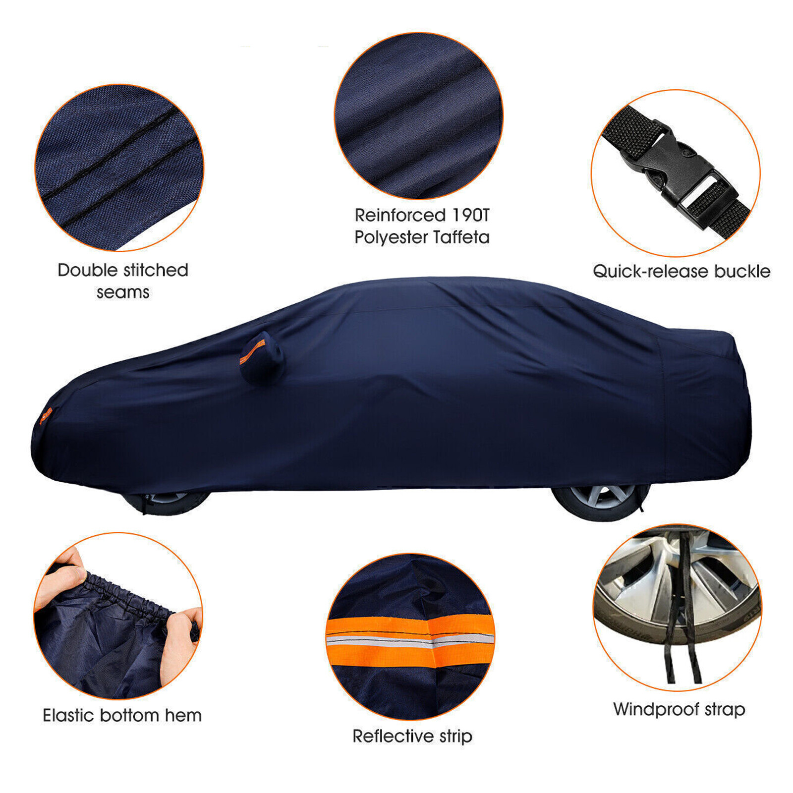 Heavy Duty Waterproof Full Car Cover All Weather Protection Outdoor Dustproof