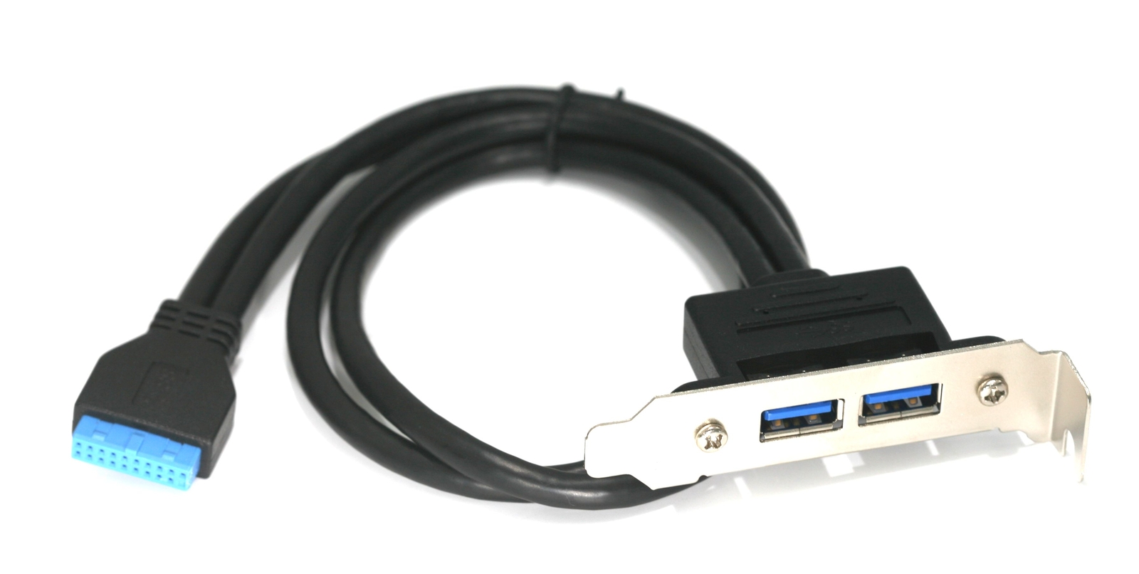 Low Profile USB 3.0 Panel Mount Dual Port 20 Pin Header Cable 1U 20 Inch