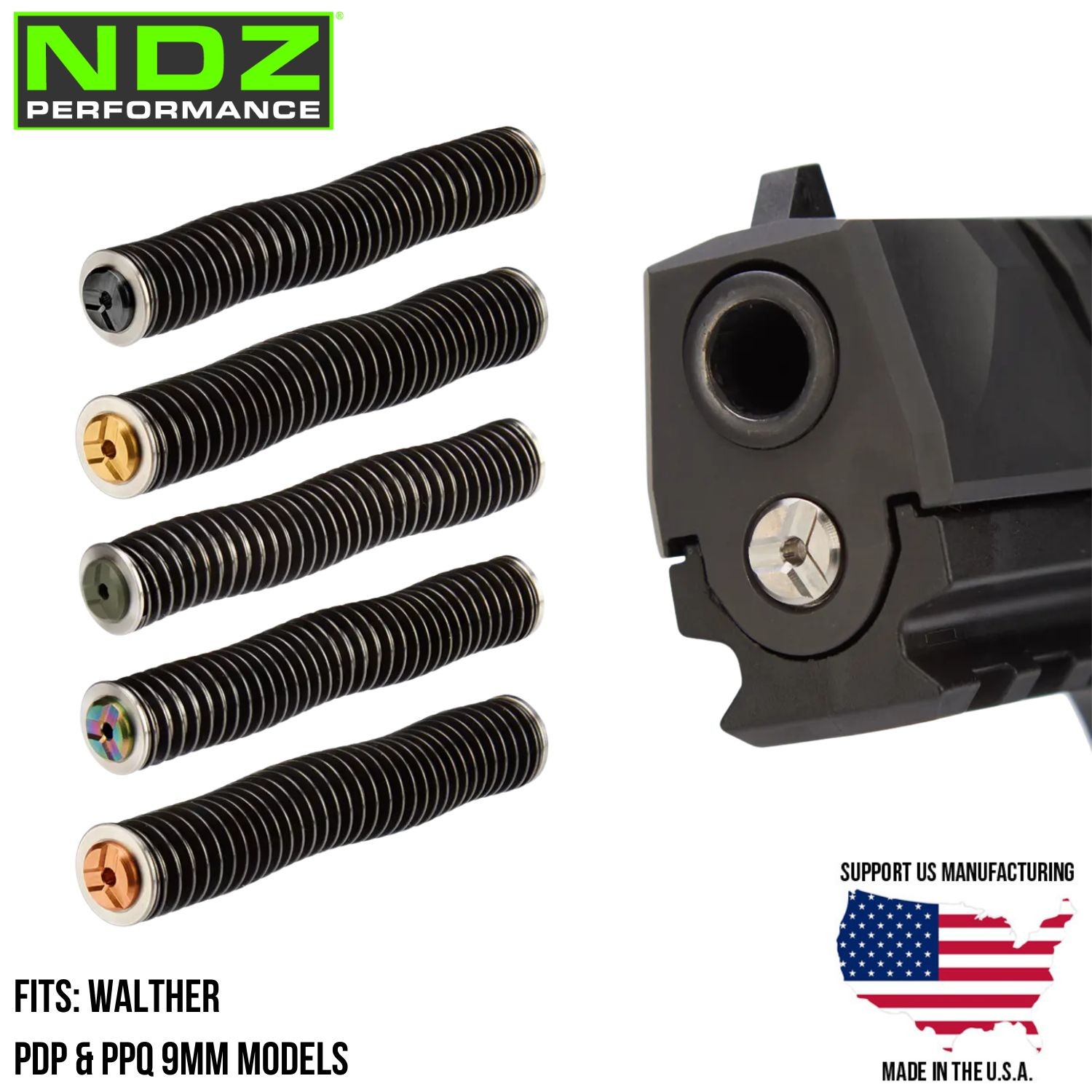 NDZ Walther PDP PPQ Heavyweight Stainless Steel Guide Rod Assembly ISMI Spring