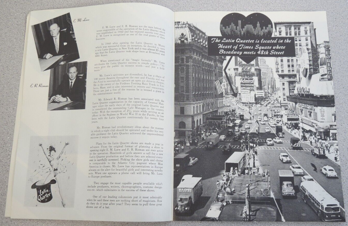 Latin Quarter New York Souvenir Program Playbill Menu Diner's Club Membership