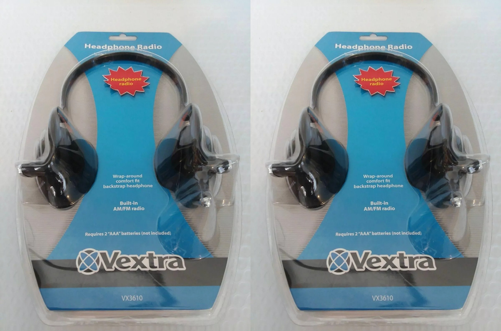 2-PACK VX3610 Built-in AM/FM Radio Headphones Head Set Portable Walkman Radio