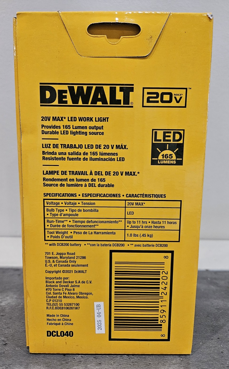 NIB DeWALT 20-Volt Max Lithium-Ion LED Pivoting Work Light Flashlight DCL040