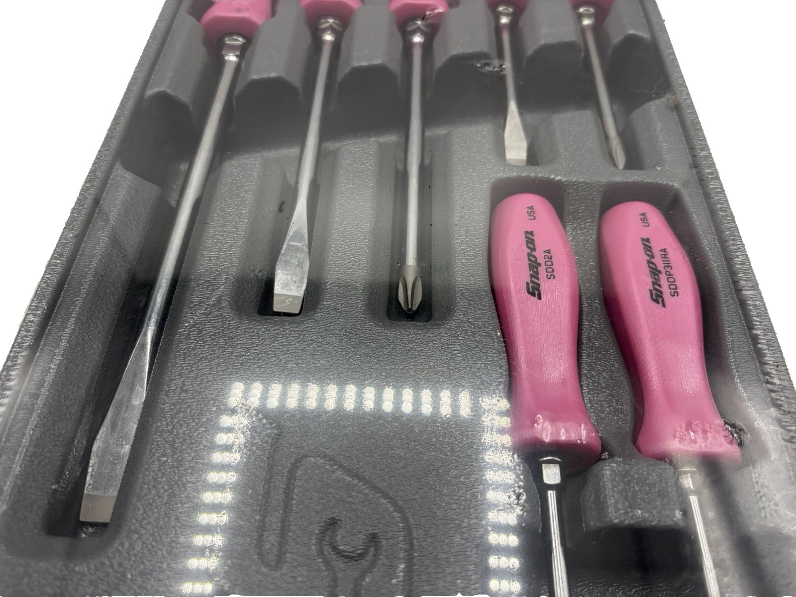 Snap On Tools Pink Hard Handle Combination Screwdriver Set SDDX70APP 7 Piece New