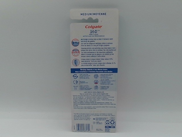 Colgate 360 4-In-1 Bacteria Removal Medium Toothbrush For Adults