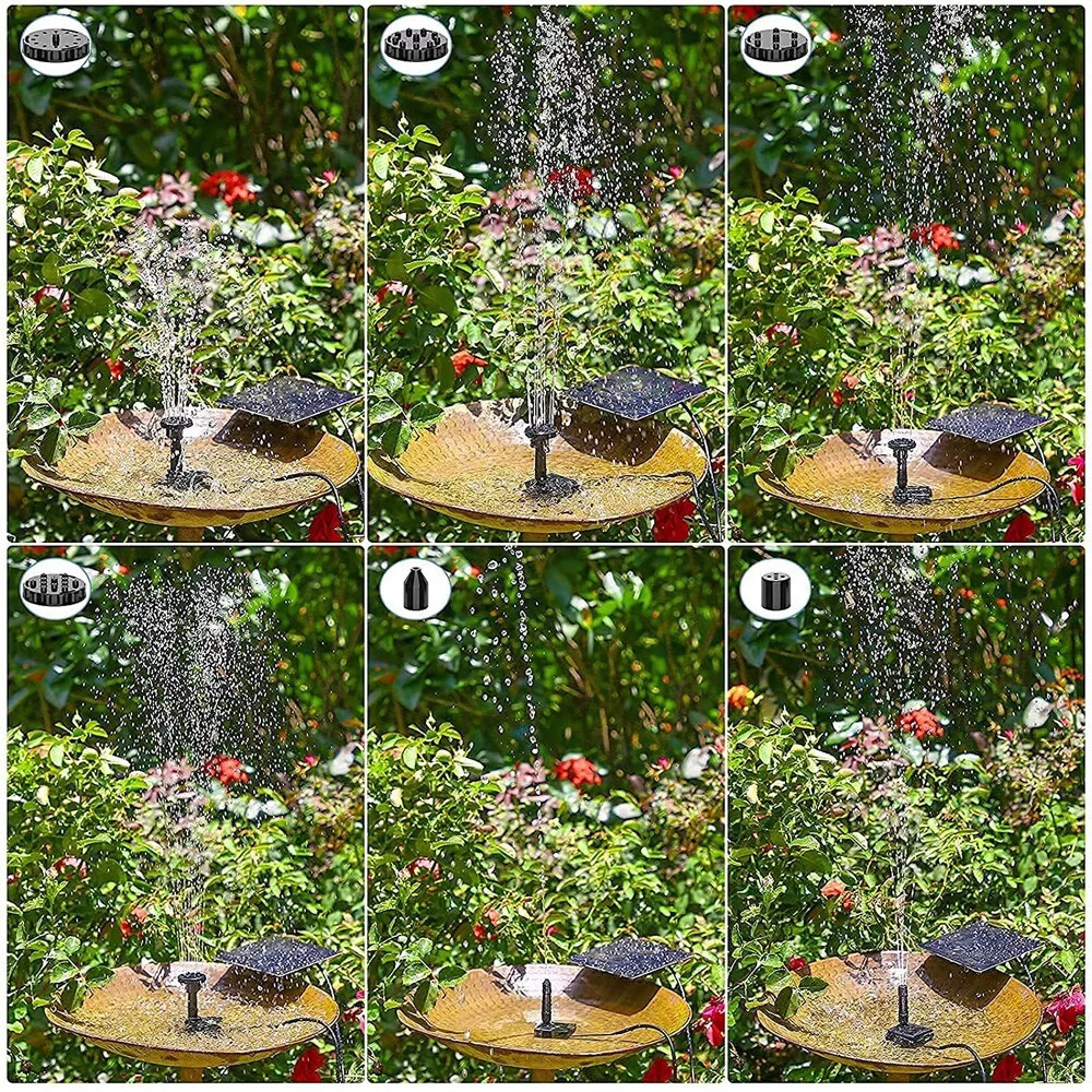 Solar Fountain for Bird Bath 6 Nozzles Floating Water Pump Attract Hummingbirds