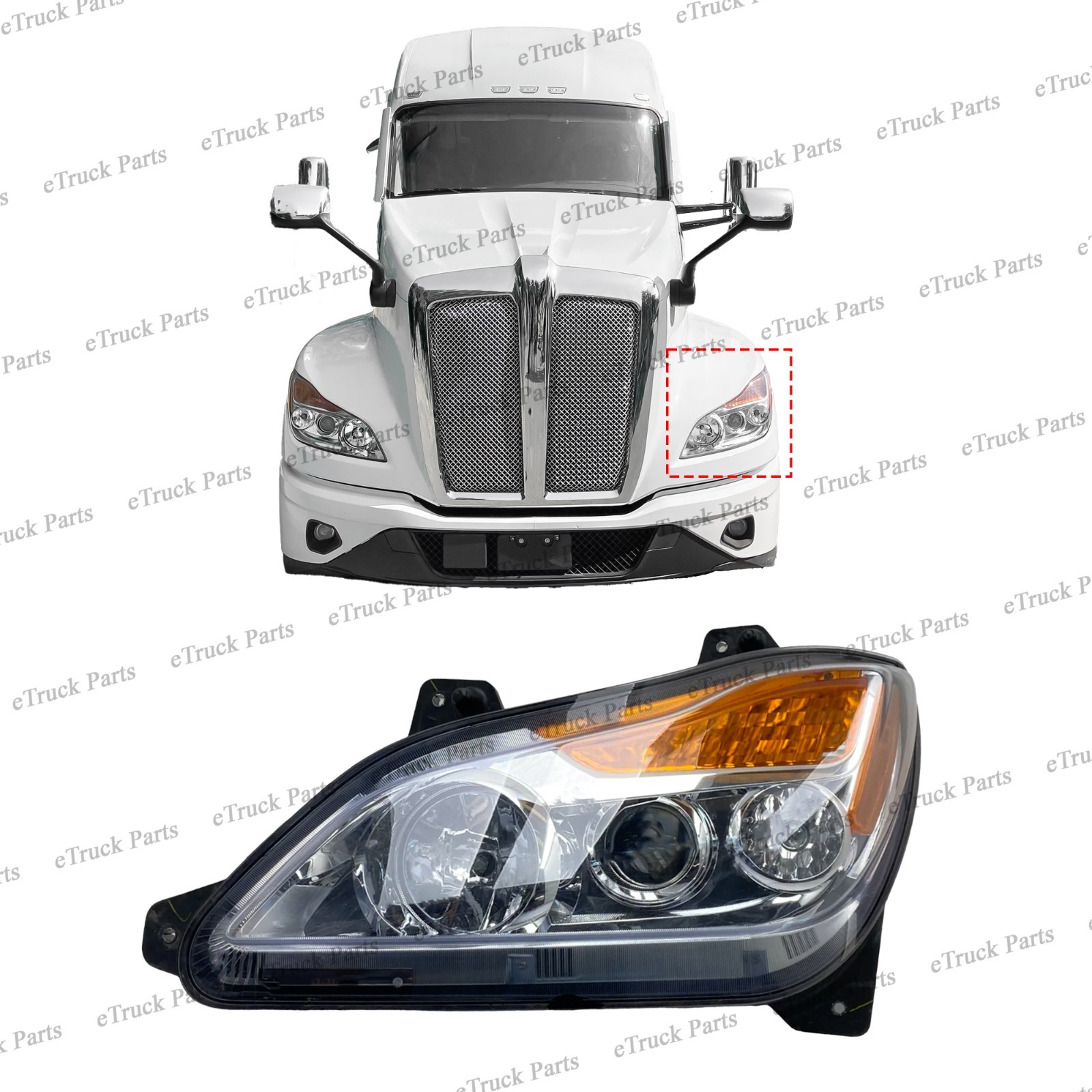2022–2026 Kenworth T680 Next Gen Driver Side Halogen Headlight | P54-6156-100
