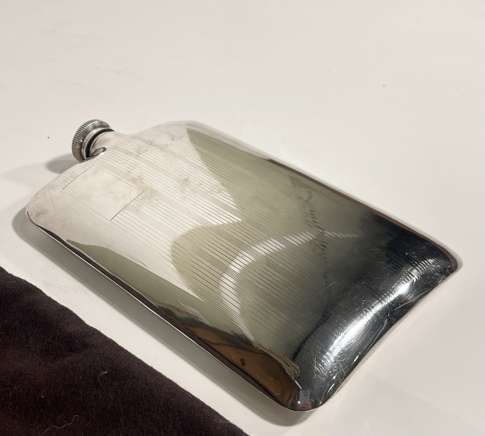 Vintage Marlboro Plate Silver Plated Hip Flask With Case