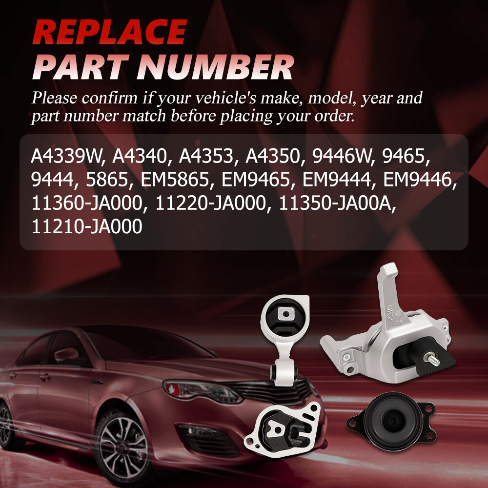 (4) Motor Mount A4339 A4340 A4350 A4353 OEM For 2007 2008 2009-2017 Altima 2.5L